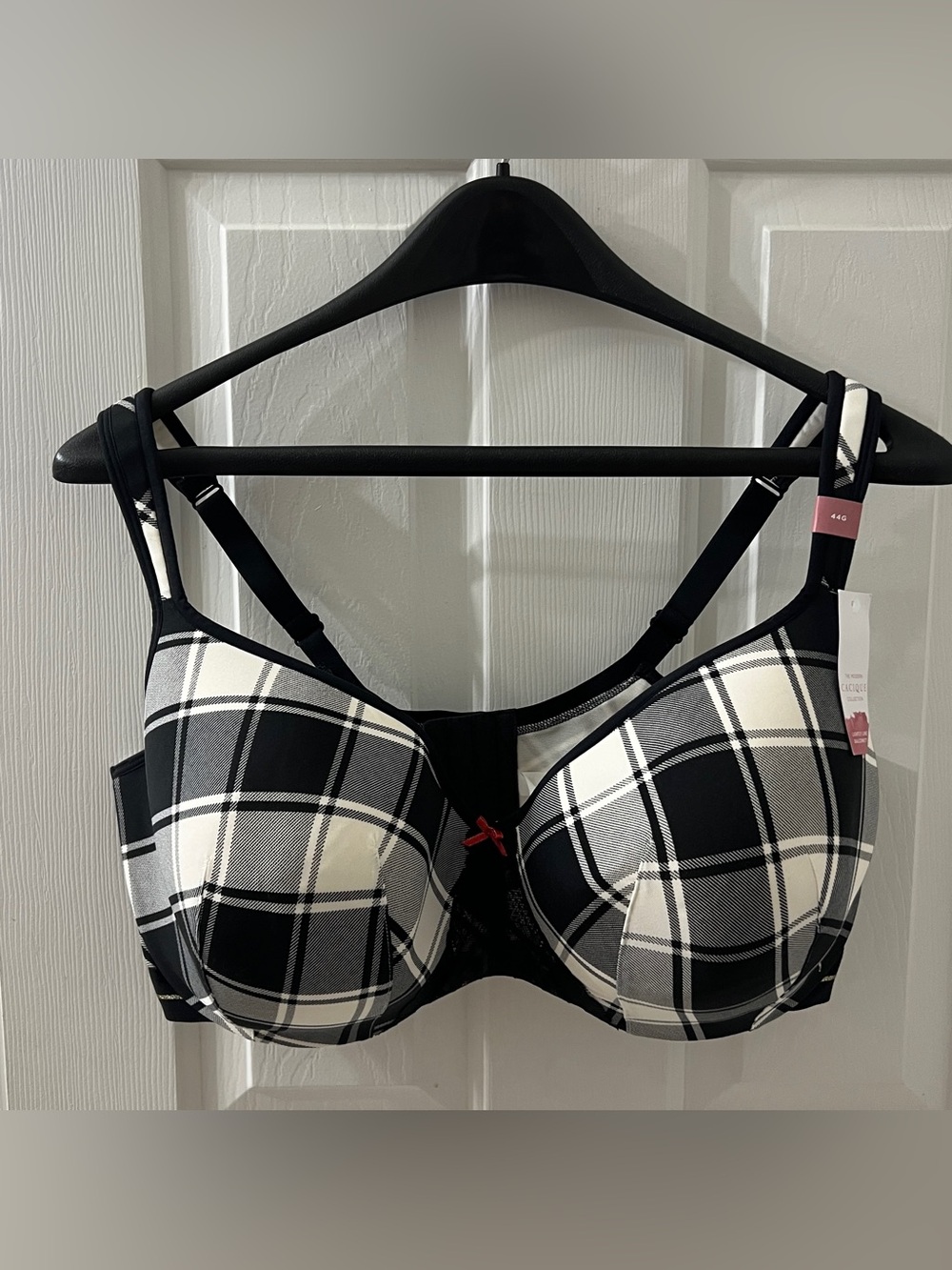 Cacique Women’s White Black Plaid Underwired Bra Sz 44G New w/t